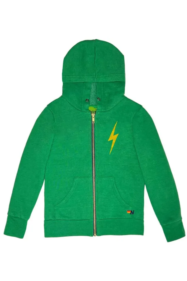 Bolt Print Zip Hoodie 8211 Kelly Green Kids Aviator Nation Hoodies