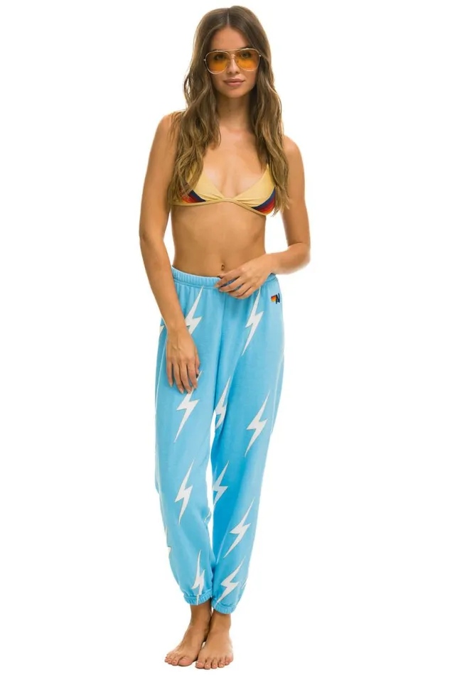 Bolt Stitch Repeat Sweatpants 8211 Sky White Women Aviator Nation Sweatpants