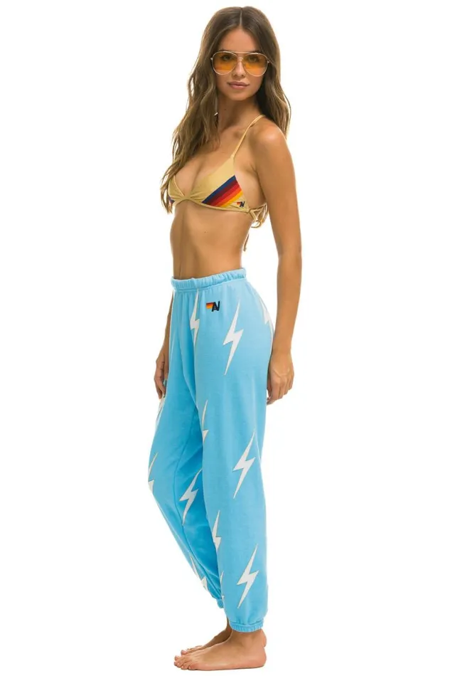 Bolt Stitch Repeat Sweatpants 8211 Sky White Women Aviator Nation Sweatpants