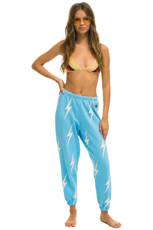 Bolt Stitch Repeat Sweatpants 8211 Sky White Women Aviator Nation Sweatpants