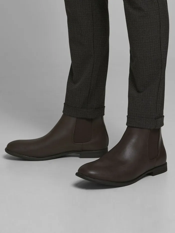 Boots JACK and JONES Mens FAUX LEATHER CHELSEA BOOTS Brown Java Gift for Friend