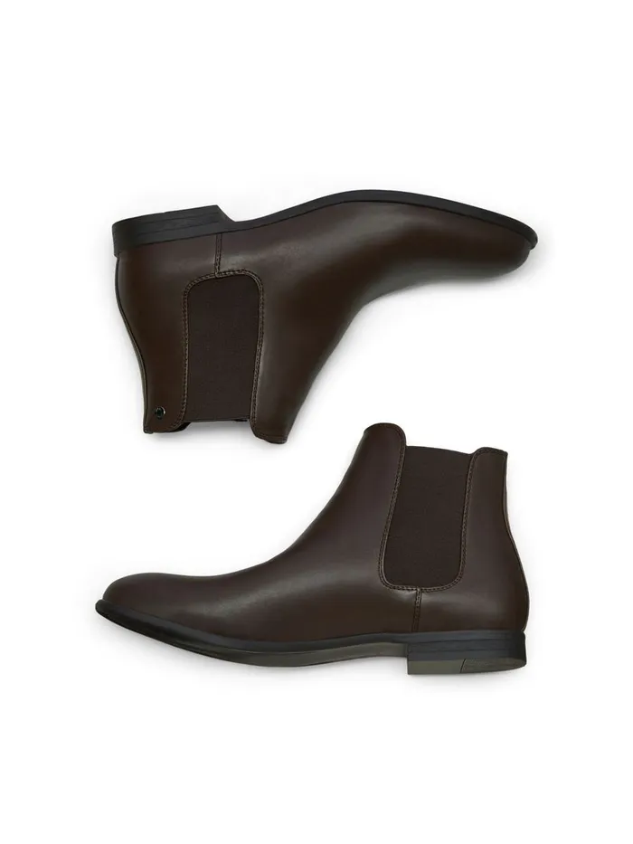 Boots JACK and JONES Mens FAUX LEATHER CHELSEA BOOTS Brown Java Gift for Friend