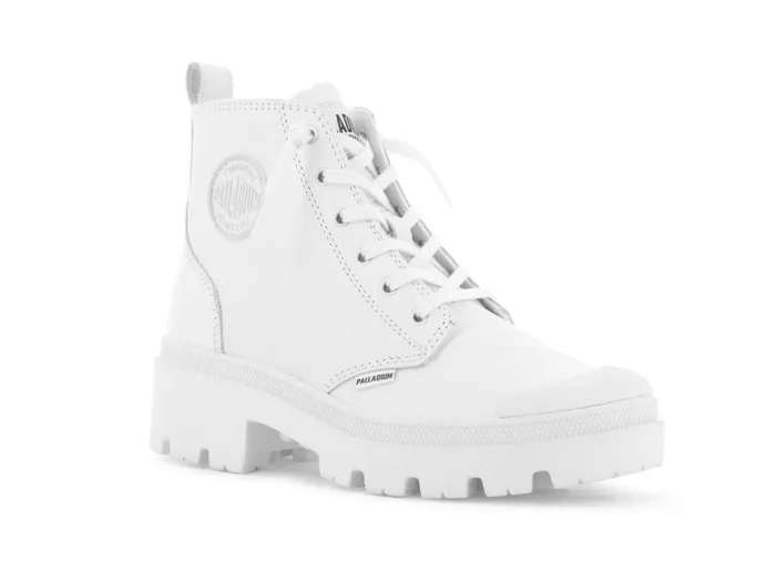 Boots Women PALLADIUM PALLABASE LEATHER Whiteblack Boots Women PALLADIUM PALLABASE LEATHER Whiteblack