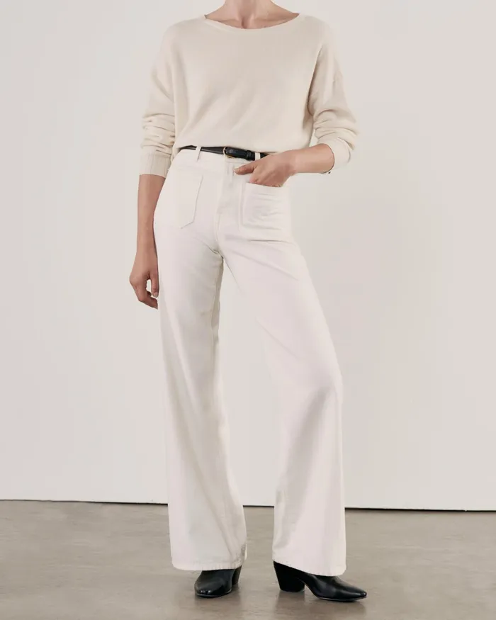 BOYFRIEND SWEATER Ivory Women Nili Lotan Knits and Sweaters