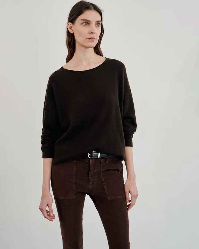 BOYFRIEND SWEATER Ivory Women Nili Lotan Knits and Sweaters