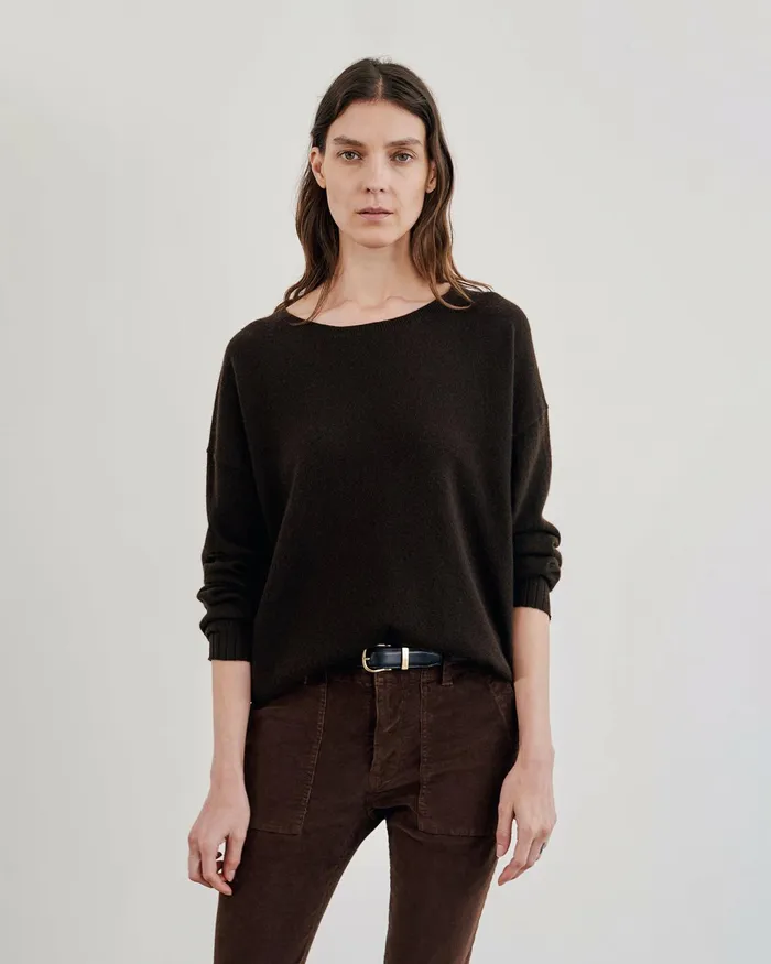 BOYFRIEND SWEATER Ivory Women Nili Lotan Knits and Sweaters