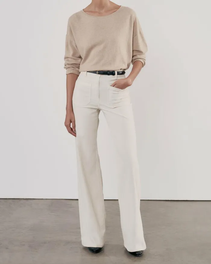 BOYFRIEND SWEATER Ivory Women Nili Lotan Knits and Sweaters