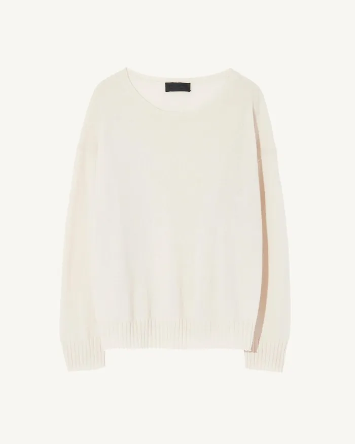 BOYFRIEND SWEATER Ivory Women Nili Lotan Knits and Sweaters