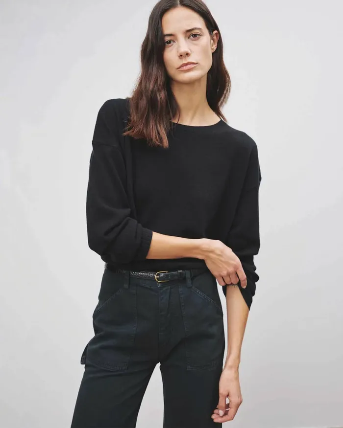 BOYFRIEND SWEATER Ivory Women Nili Lotan Knits and Sweaters