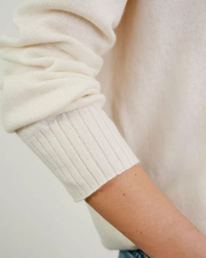 BOYFRIEND SWEATER Ivory Women Nili Lotan Knits and Sweaters