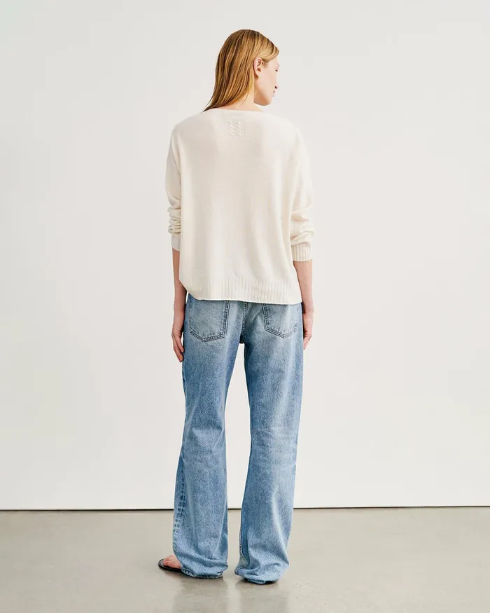 BOYFRIEND SWEATER Ivory Women Nili Lotan Knits and Sweaters