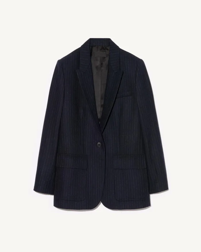 BRITTAN BLAZER Midnight Pinstripes Women Nili Lotan Jackets and Blazers