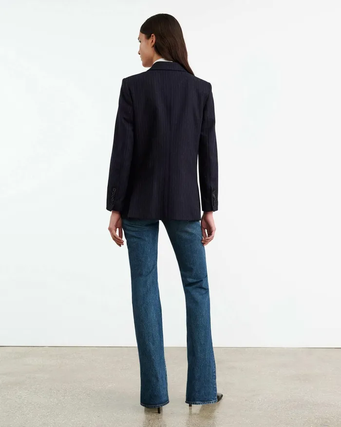 BRITTAN BLAZER Midnight Pinstripes Women Nili Lotan Jackets and Blazers