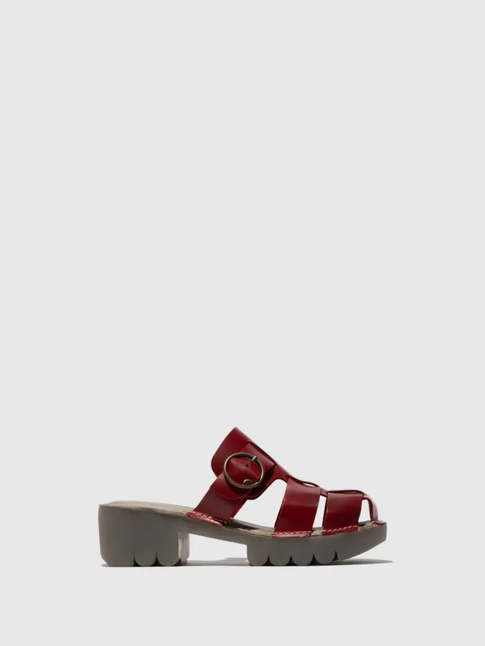 Buckle Mules ENVY521FLY RED Women Fly London Mules