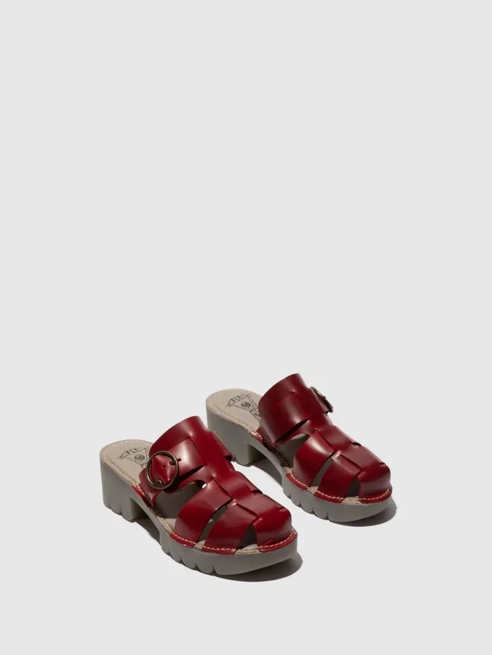 Buckle Mules ENVY521FLY RED Women Fly London Mules