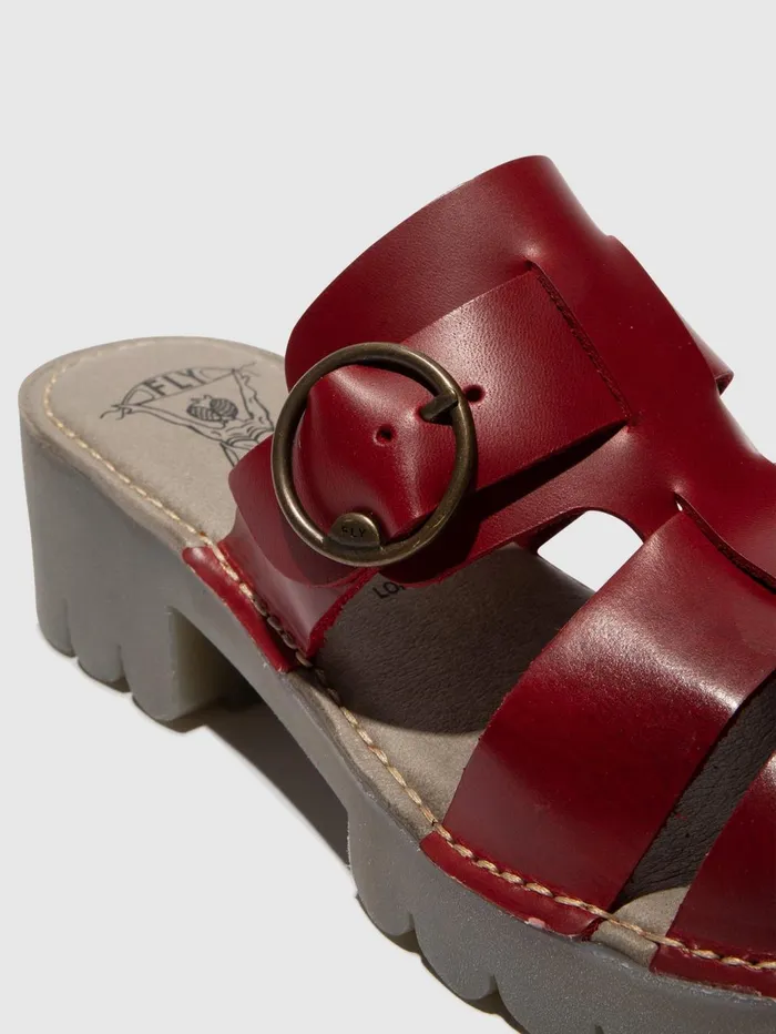 Buckle Mules ENVY521FLY RED Women Fly London Mules