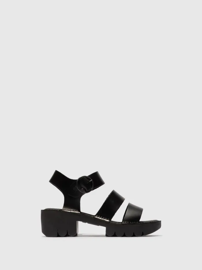 Buckle Sandals EGLY520FLY BLACK Women Fly London Sandals