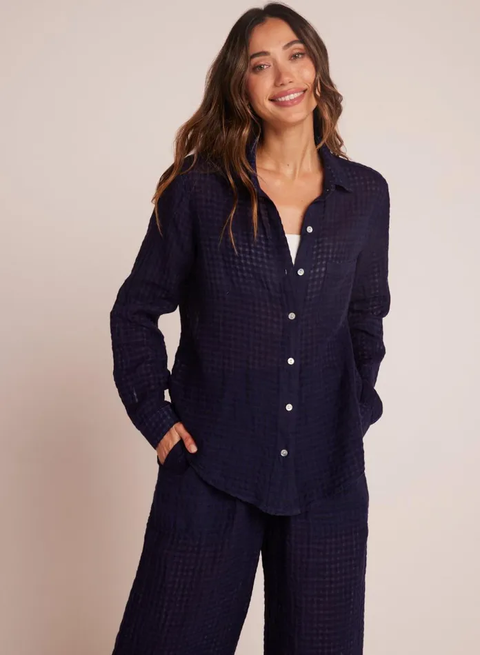 Button Down Women Bella Dahl Oversized Pocket Button Down 8211 Tropic Navy