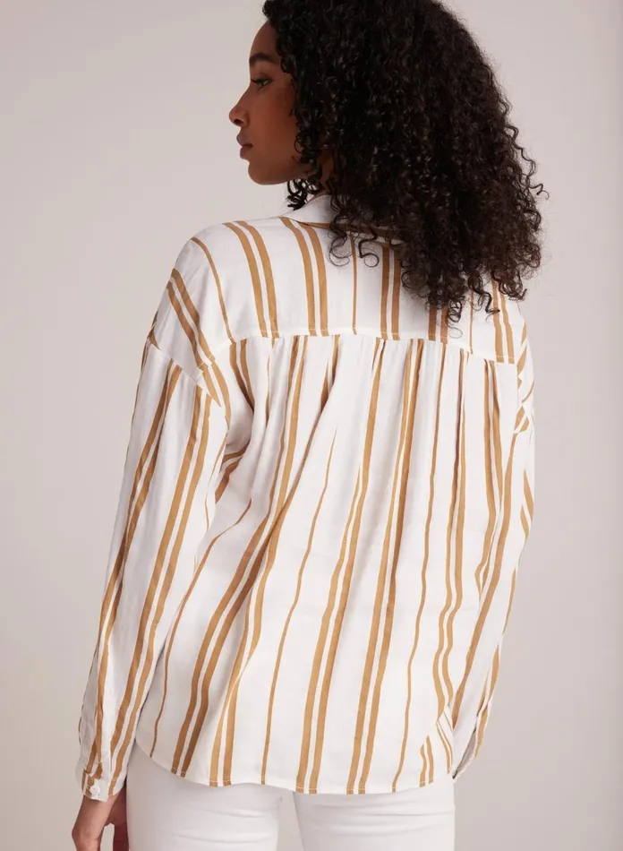 Button Down Women Bella Dahl Shirred Shoulder Pullover 8211 Redwood Stripe Button Down Women Bella Dahl Shirred Shoulder Pullover 8211 Redwood Stripe