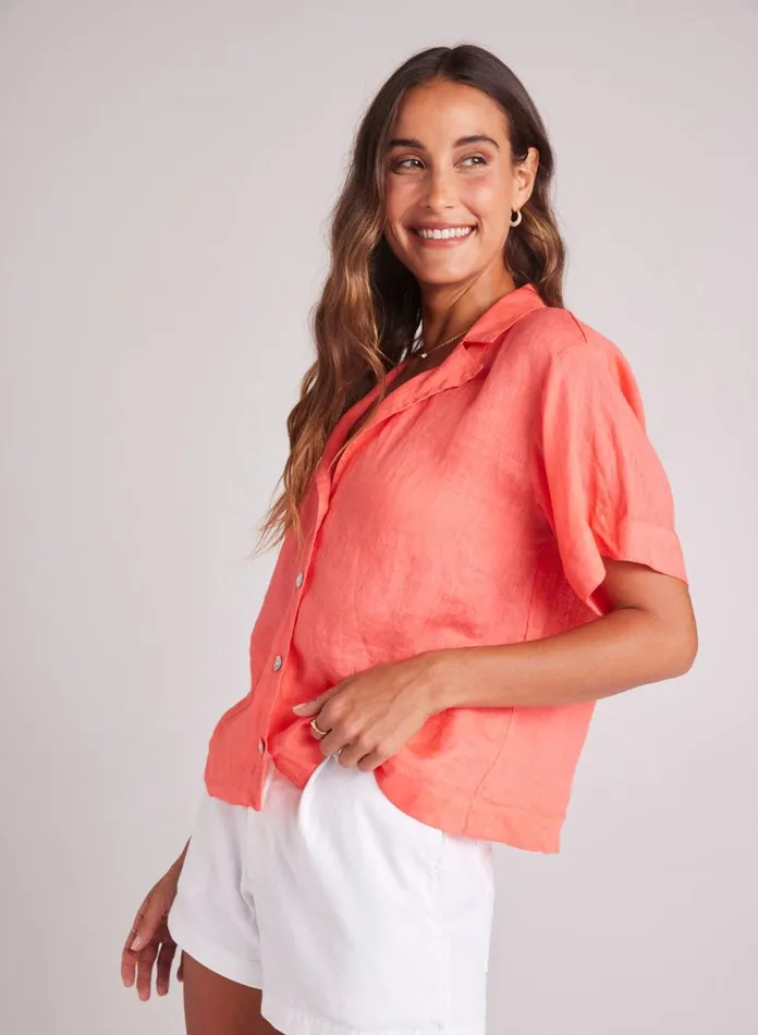 Button Down Women Bella Dahl Short Sleeve Flowy Button Down 8211 Hibiscus Bloom