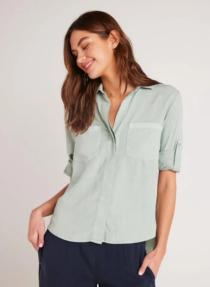 Button Down Women Bella Dahl Split Back Button Down 8211 Oasis Green