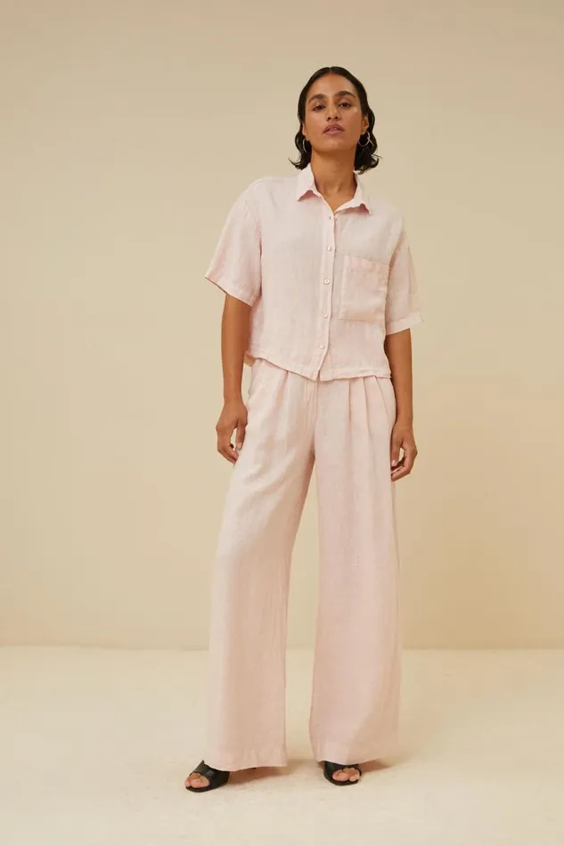 ByBar Blouses Vrouwelijk Cris Linen Blouse Cipria Pink ByBar Blouses Vrouwelijk Cris Linen Blouse Cipria Pink
