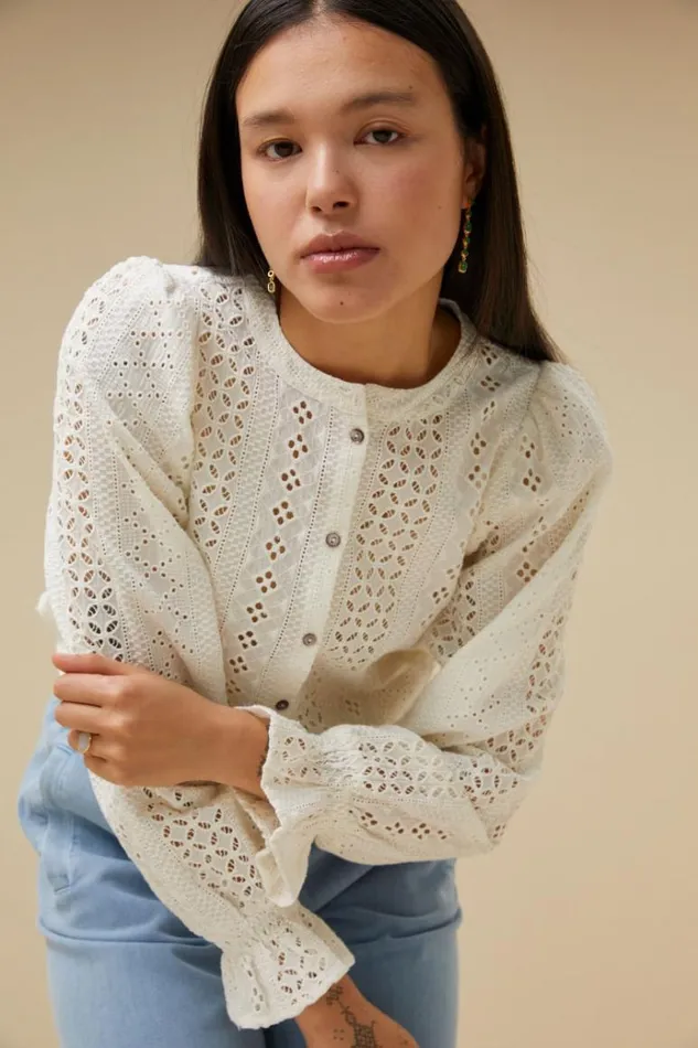 ByBar Blouses Vrouwelijk Frankie Embroidery Blouse Off White ByBar Blouses Vrouwelijk Frankie Embroidery Blouse Off White