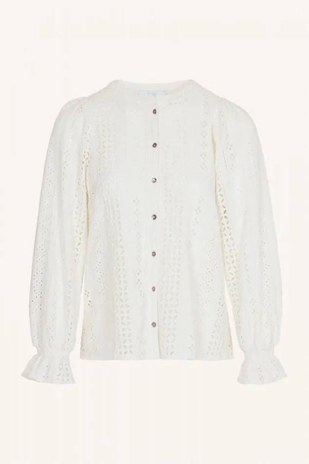 ByBar Blouses Vrouwelijk Frankie Embroidery Blouse Off White ByBar Blouses Vrouwelijk Frankie Embroidery Blouse Off White