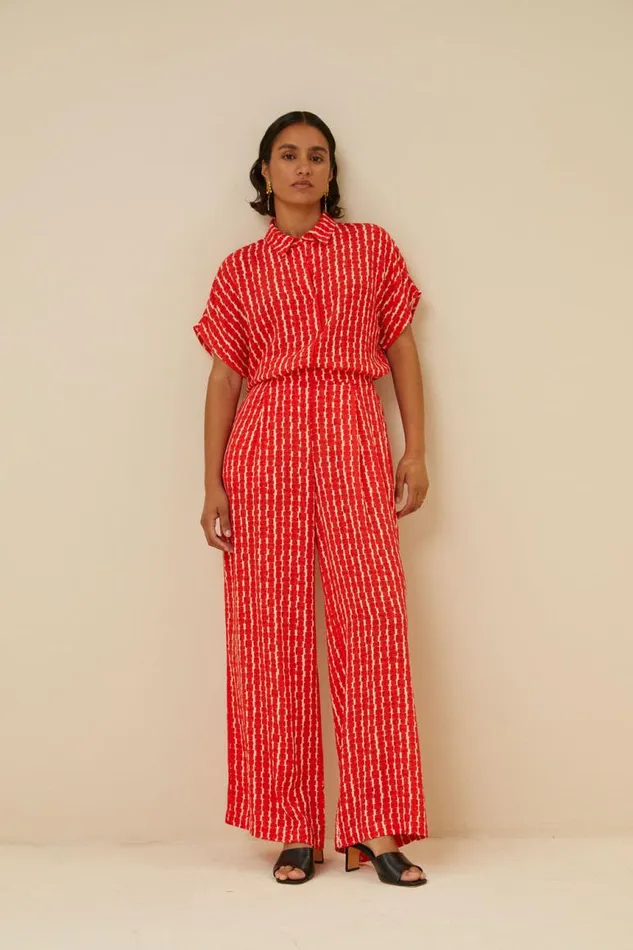 ByBar Blouses Vrouwelijk Karly Red Groove Blouse Red Groove Print ByBar Blouses Vrouwelijk Karly Red Groove Blouse Red Groove Print
