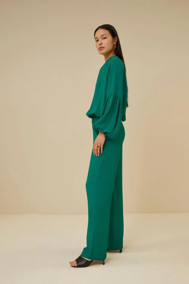 ByBar Blouses Vrouwelijk Vienna Satin Stripe Blouse Evergreen ByBar Blouses Vrouwelijk Vienna Satin Stripe Blouse Evergreen