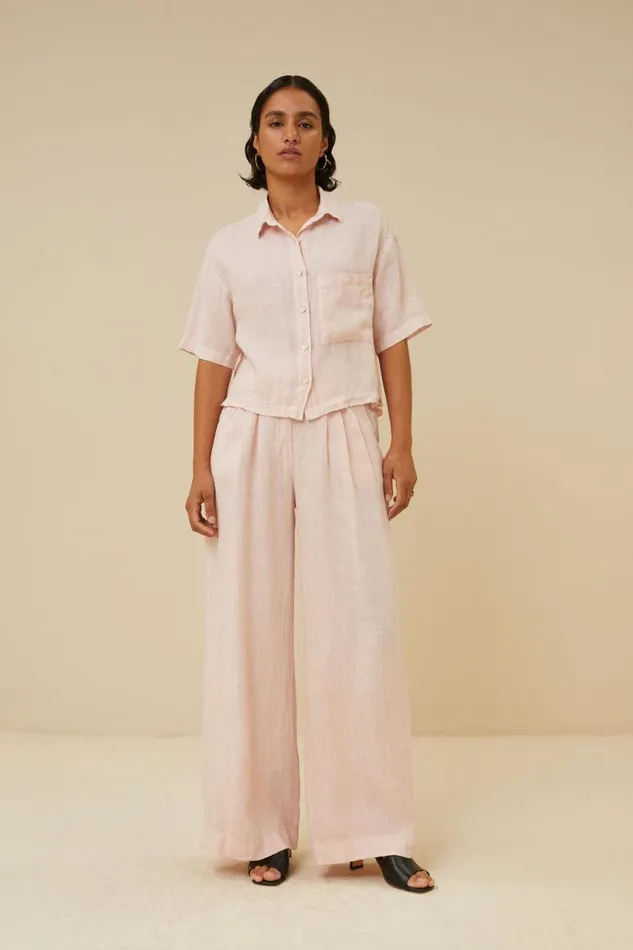 ByBar Broeken Vrouwelijk Eli Linen Pant Cipria Pink