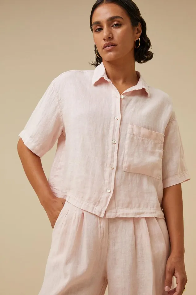 ByBar Broeken Vrouwelijk Eli Linen Pant Cipria Pink