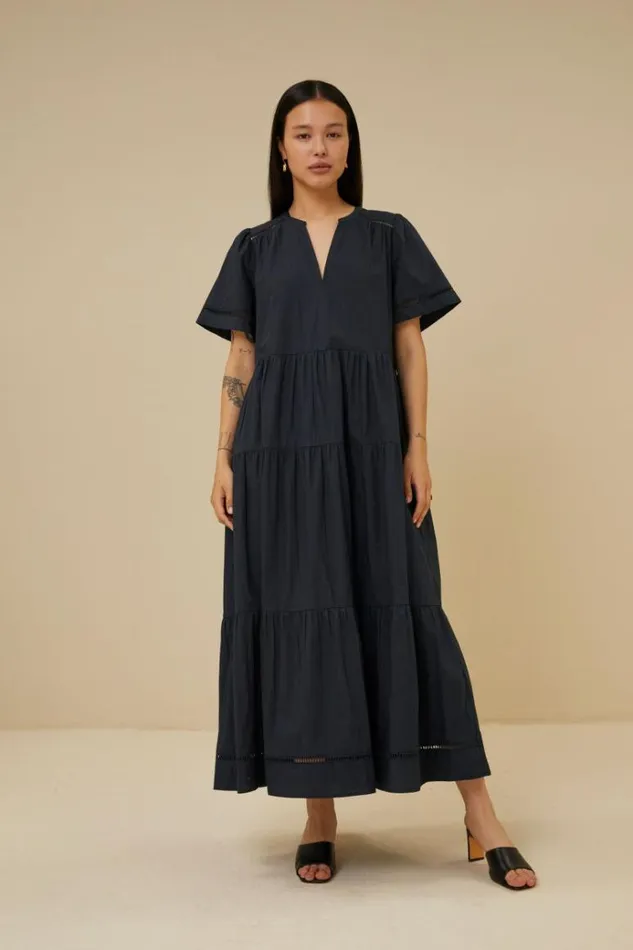 ByBar Jurken Vrouwelijk Jay Poplin Dress Midnight