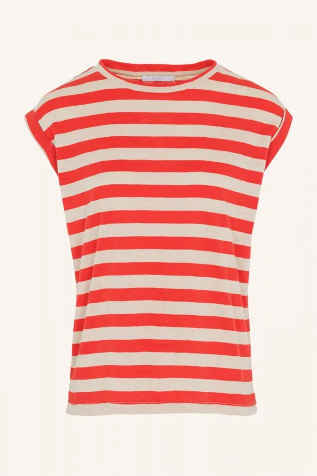 ByBar Tops and Shirts Vrouwelijk Thelma Big Stripe Top PoppyRed ByBar Tops and Shirts Vrouwelijk Thelma Big Stripe Top PoppyRed