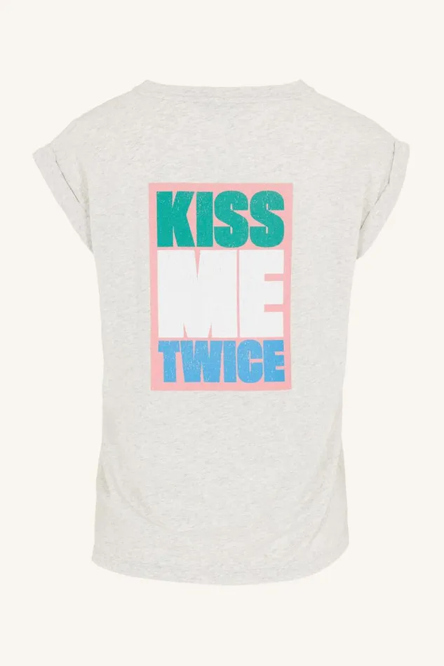 ByBar Tops and Shirts Vrouwelijk Thelma Kiss B Top Light Grey Melee