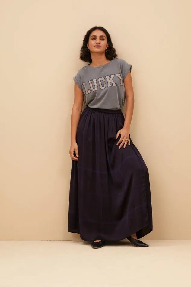 ByBar Tops and Shirts Vrouwelijk Thelma Lucky Vintage Top Charcoal ByBar Tops and Shirts Vrouwelijk Thelma Lucky Vintage Top Charcoal