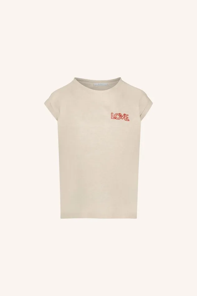 ByBar Tops and Shirts Vrouwelijk Thelma Small Love Top Oyster Melee ByBar Tops and Shirts Vrouwelijk Thelma Small Love Top Oyster Melee