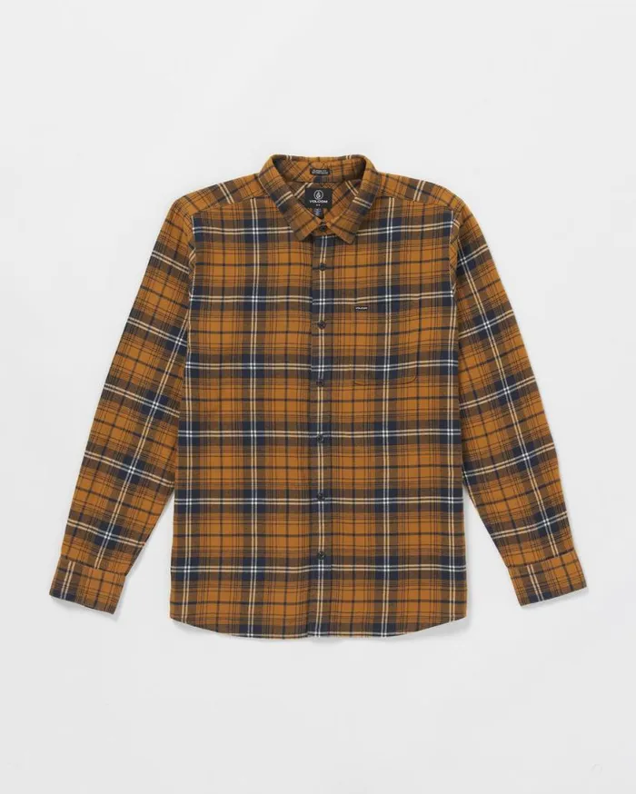 Caden Plaid Long Sleeve Shirt 8211 Chestnut Brown Mens Volcom Shirts and Flannels Caden Plaid Long Sleeve Shirt 8211 Chestnut Brown Mens Volcom Shirts and Flannels
