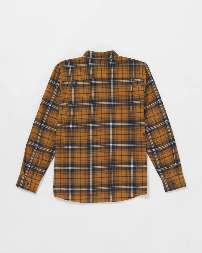 Caden Plaid Long Sleeve Shirt 8211 Chestnut Brown Mens Volcom Shirts and Flannels