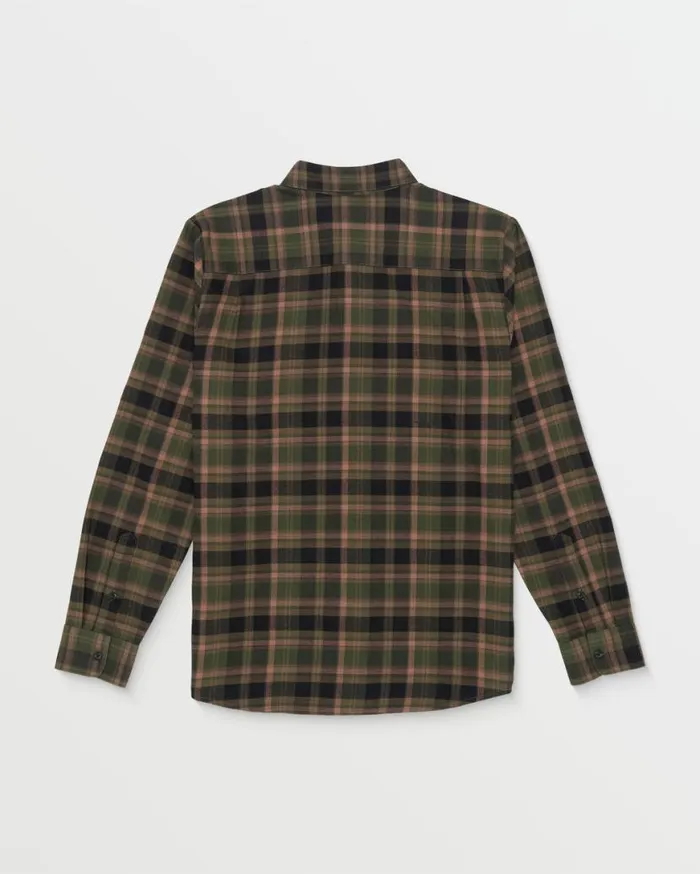 Caden Plaid Long Sleeve Shirt 8211 Squadron Green Mens Volcom Shirts and Flannels