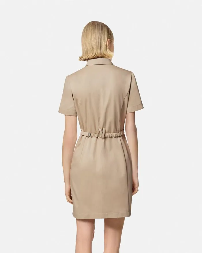 Cargo Gabardine Mini Shirt Dress Beige Women Versace Dresses