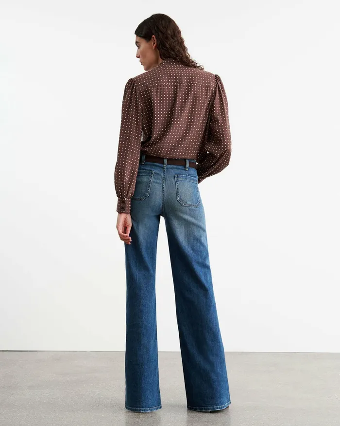CARINA SILK BLOUSE Brownivory Dot Women Nili Lotan Tops