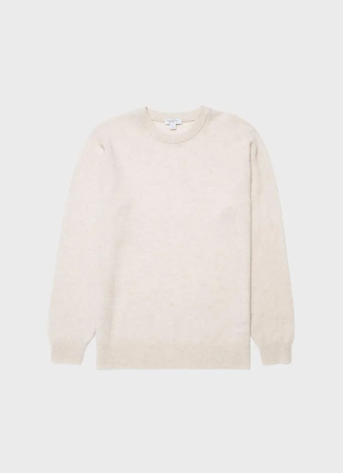 Cashmere Crew Neck Jumper Natural Ecru Men SUNSPEL Knitwear