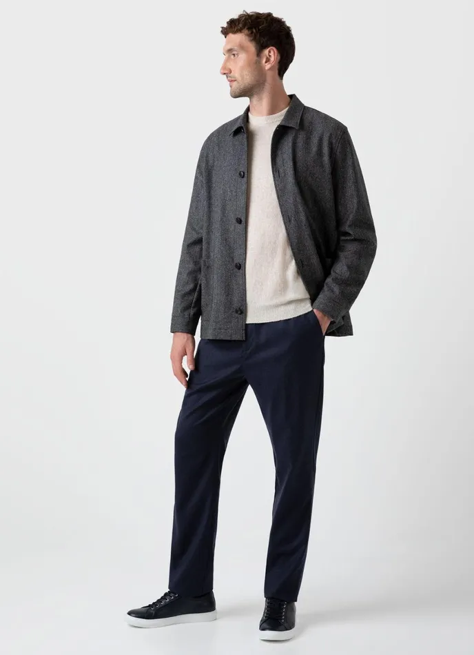 Cashmere Crew Neck Jumper Natural Ecru Men SUNSPEL Knitwear