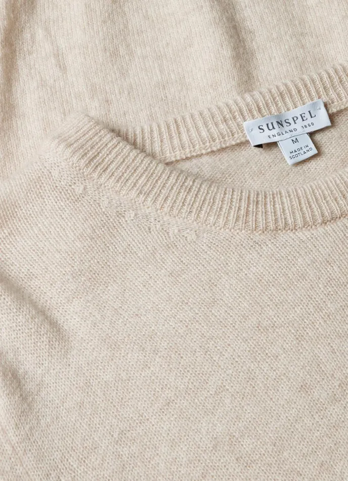 Cashmere Crew Neck Jumper Natural Ecru Men SUNSPEL Knitwear