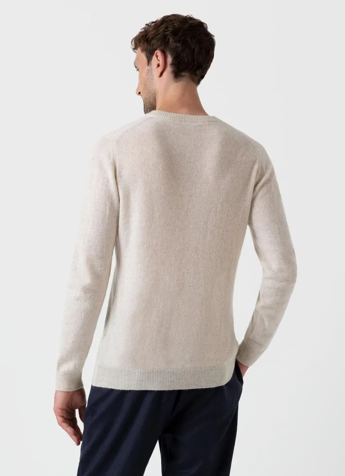 Cashmere Crew Neck Jumper Natural Ecru Men SUNSPEL Knitwear