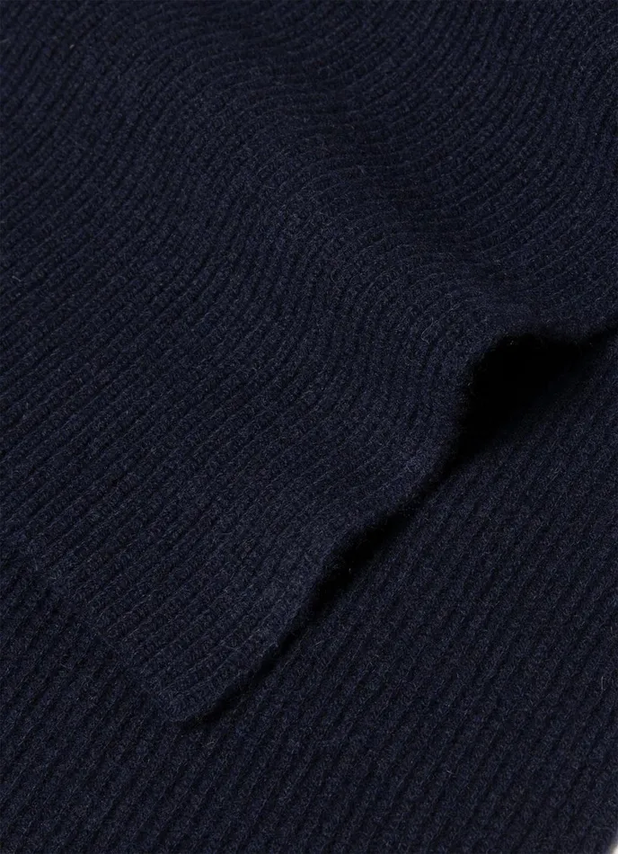 Cashmere Ribbed Scarf Navy MenWomen SUNSPEL Hats Scarves and Gloves