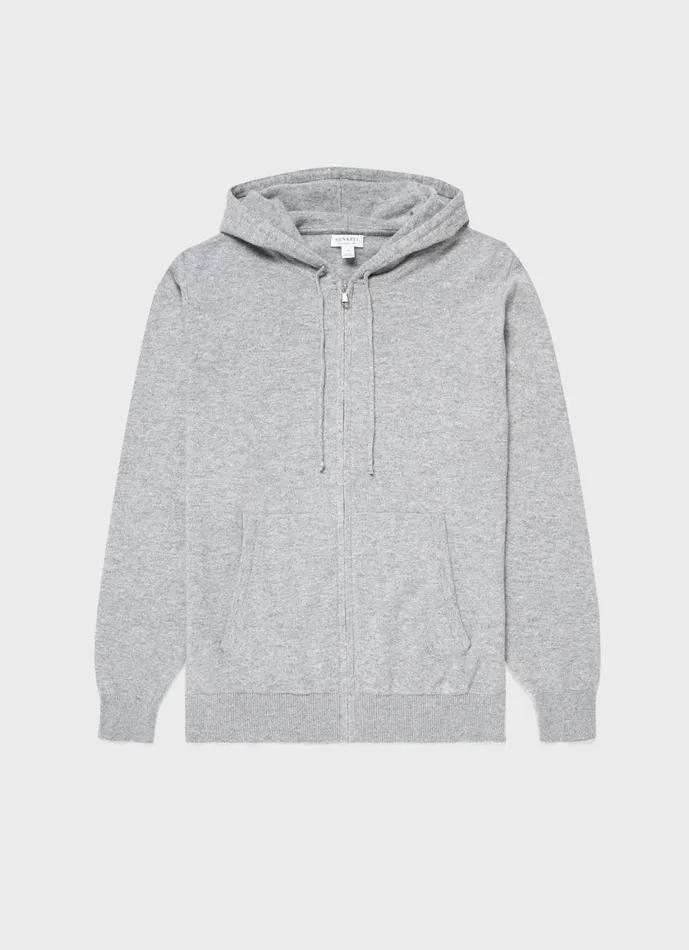 Cashmere Zip Hoody Grey Melange Men SUNSPEL Sweatshirts and Sweatpants