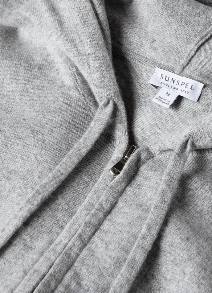 Cashmere Zip Hoody Grey Melange Men SUNSPEL Sweatshirts and Sweatpants