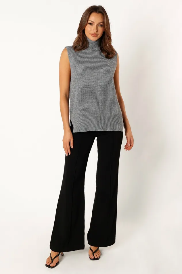 Celaena Turtleneck Sleeveless Sweater Grey Women Sweaters Petal and Pup